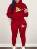 Women's Autumn And Winter Casual Fashion Bear Zipper Cartoon Pattern Printed Thick Fleece Warm Hooded Sweatshirt+sports Pants Set-751_ecoleips.com