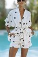 Women's Loose Fit Polka Dot Batwing Sleeve Two Piece Set Tie Waist INS Style Spring Summer New American Theme_ecoleips.com
