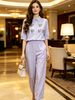 Women's French-Inspired Embroidered Beaded Blouse Set Long Sleeve Elegant Shirt with Delicate Details_ecoleips.com