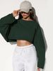 Off-the-shoulder Round-neck Pullover For European Women, Short Style, Sporty Base Layer Shirt With Long Sleeves_ecoleips.com