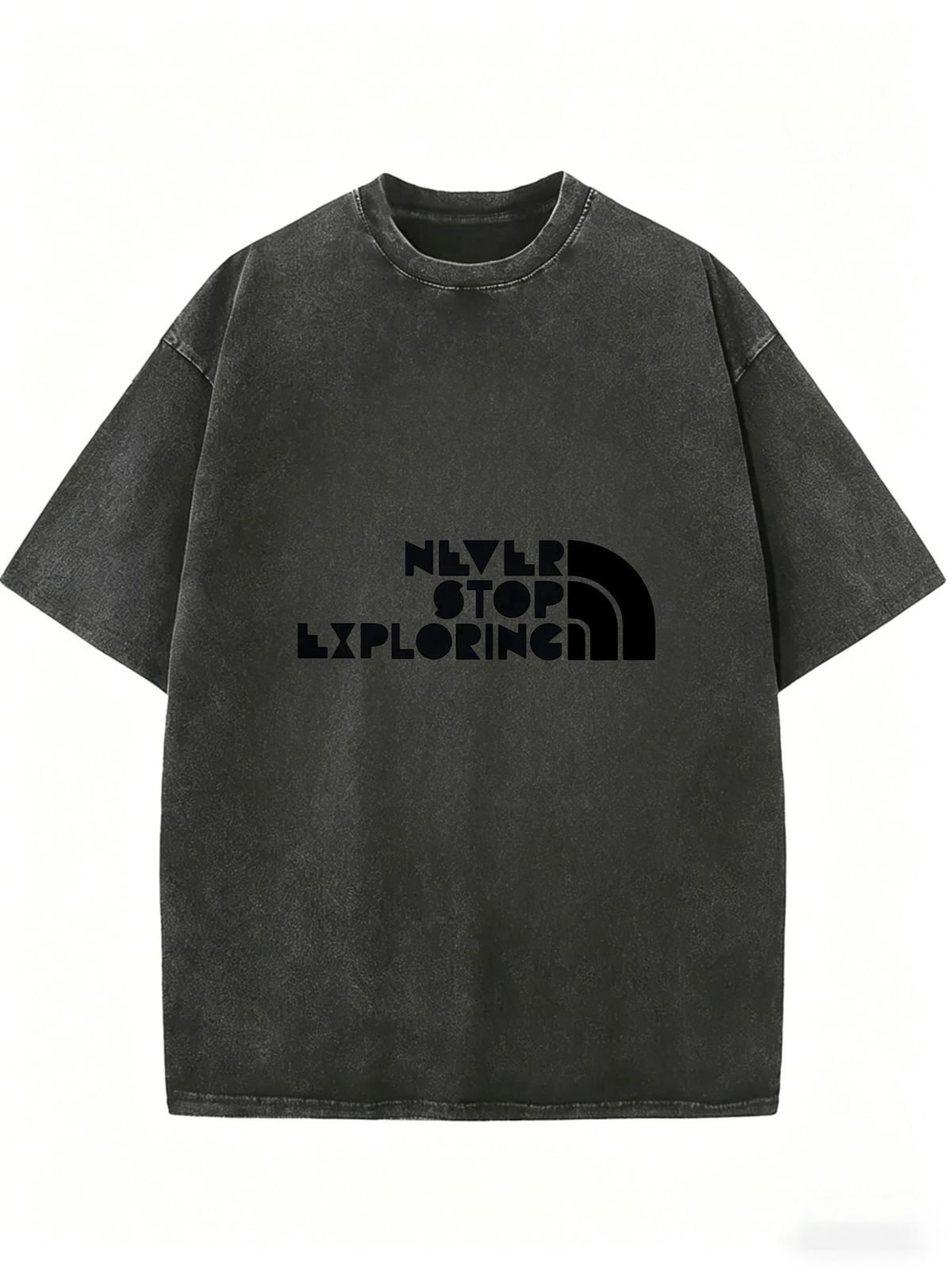 Women's Vintage Inspired Washed Tee, Comfortable Crew Neck Streetwear Top_ecoleips.com