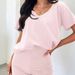 Women's Short Sleeve V Neck Casual Solid Color Fashion Suit Relaxed Everyday Wear Versatile Comfortable Feshion Trend_ecoleips.com