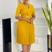 Elegant V-Neck A-Line Midi Dress With Pleated Detail-Inspired Flowy Summer Dress For Women, Plus Size Casual To Office Wear With Belt_ecoleips.com