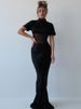 Mozision Turtleneck Short Sleeve Sexy Maxi Dress Women Gown Elegant Patchwork Mesh Sheer Backless Bodycon Club Party Long Dress_ecoleips.com