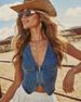 Women's Clothing New Individual Hottie Ladies Sleeveless V Neck Top Denim Vest_ecoleips.com