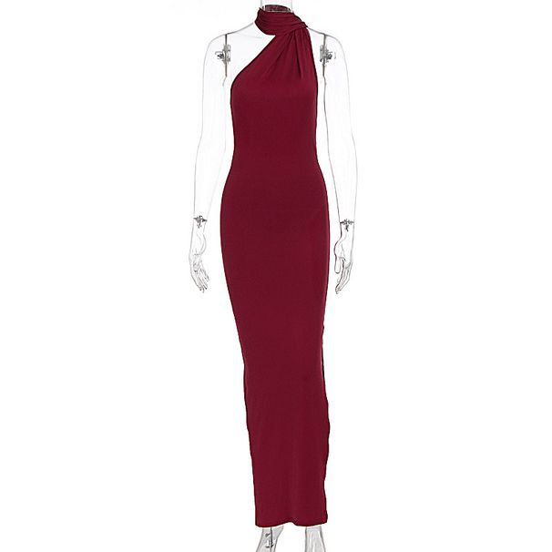 Fashion Sexy Backless Halter Strap Dress Bodycon Long Dress With Ribbon For Trendy Girls Y2K Streetwear_ecoleips.com