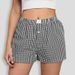 Women Polyester Short Pants Homewear Plaid Basic Pajama Sleep Bottoms Loose Thin Breathable Beach Shorts Nightwear Underwear_ecoleips.com