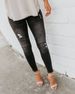 Women's Slim Fit Black Ripped Skinny Jeans – Stretch Pleated Denim Pants With Edgy Style_ecoleips.com