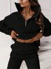 Women's Clothing Fashion Solid Color Commuter Casual Stand Collar Sweater Trousers Set Two Piece Set_ecoleips.com