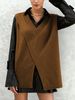 Plus Size V-Neck Knit Vest With Asymmetric Split, Loose Sleeveless Sweater, Casual Layering Top For Women_ecoleips.com