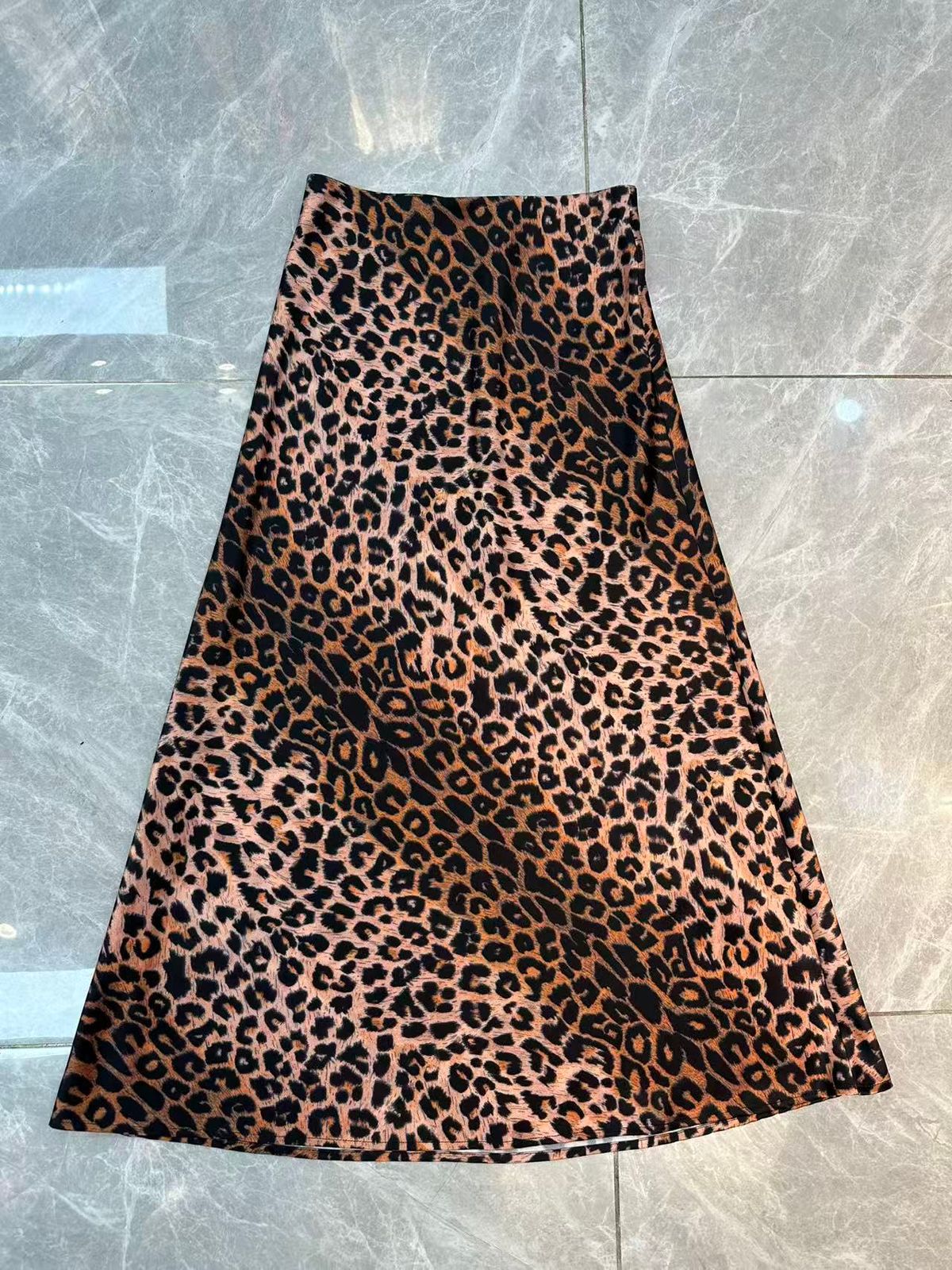 Heavyweight Acetate Leopard Print Mermaid Skirt_ecoleips.com