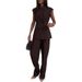 European And American Women's Clothing 2025 Summer New Temperament Double-breasted Waist Waistcoat High Waist Trousers Suit_ecoleips.com