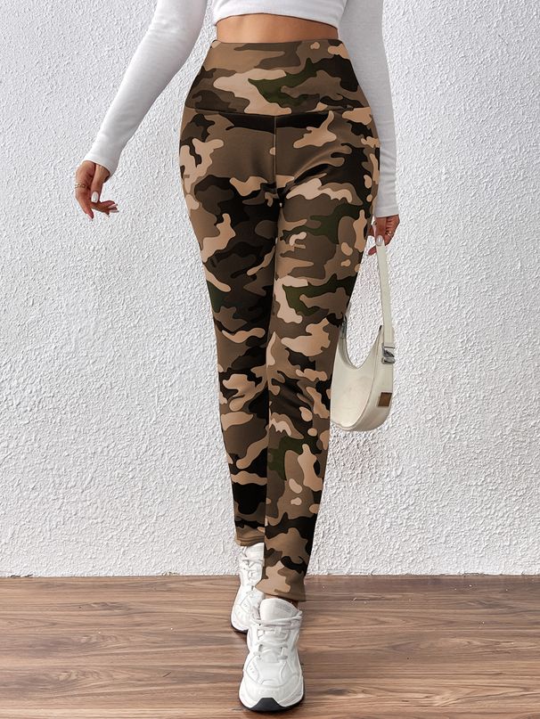 Women's Clothing Women's Winter Fleece Lined Thickened Casual Pants High Waisted Warm Cotton Outerwear Printed_ecoleips.com