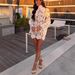 Flowy Lace Trim Short Sleeve Collar Dress - Relaxed Fit Casual Summer Dress For Women, Perfect For Vacation & Daily Wear_ecoleips.com