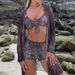 Aria Basics 2025 New Model Foreign Trade Bikini Three-Piece Set With Digital Print Cover-Up Flat-Leg Pants For Women On And_ecoleips.com