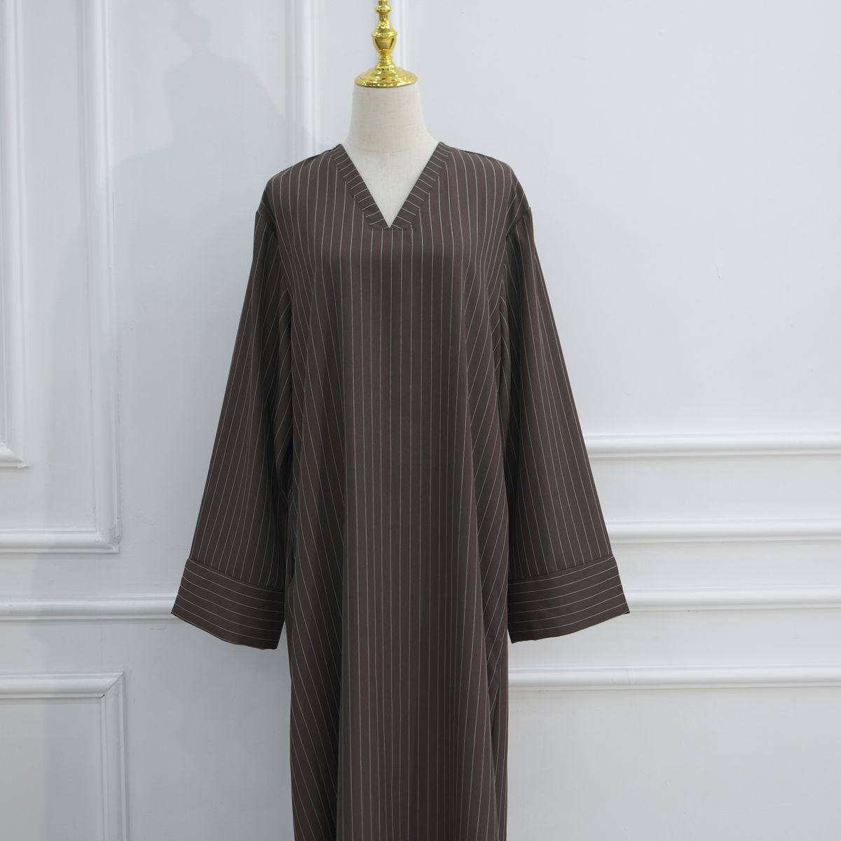 Voya Classic Nautical Striped Maxi Dress – Timeless V-Neck French Riviera Gown For Summer Vacation & Daily Wear (Plus Size)_ecoleips.com