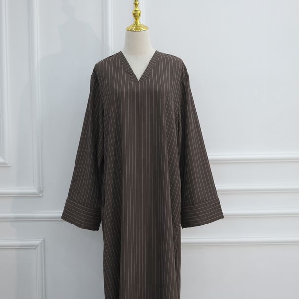 Voya Classic Nautical Striped Maxi Dress – Timeless V-Neck French Riviera Gown For Summer Vacation & Daily Wear (Plus Size)_ecoleips.com