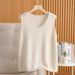 New Autumn And Winter 100% Pure Wool Knitted Camisole For Women, Round Neck, Simple Slim-fit Sleeveless Base Shirt_ecoleips.com