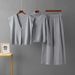 European And American Fashion Three Piece Set for Women Cardigan Vest Collared Stylish Sweater Loose Knitted Casual Sports Pants_ecoleips.com