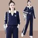 Women's Casual Sportswear Set Elegant Youthful Loose Fit Wide Leg Pants Two Piece Outfit Autumn Winter Style 2026_ecoleips.com