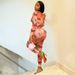Women’s Floral Print Long-Sleeve Turtleneck & Slim-Fit Pants Set – Sexy Fall Outfit (Red, S/M/L)_ecoleips.com