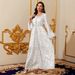 Modest Abaya Dress Elegant V-Neck Abaya Dress – Premium Embellished Muslim Long Sleeve Robe For Dubai & Middle East (White, XS-L)_ecoleips.com