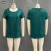 Women's Sequined Loose Round Neck Short Sleeve Top 14 Colors Relaxed Everyday Wear Comfortable Feshion_ecoleips.com