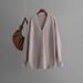 V-neck Knitted Cardigan Autumn Winter Solid Color Loose Mid-length Sweater Coat Top For Women_ecoleips.com
