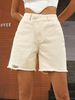 Women's Clothing Spring And Summer Fashion High Waist Loose Slim Raw Edge Denim_ecoleips.com