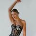 Women's Strapless Bustier Top – Lace-Up Back Corset With Peony Lace & Underwire For Sexy Outerwear_ecoleips.com