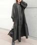 Plus Size Women's Casual Long Sleeve Solid Color Dress – Soft Polyester Fabric, Flowy A-Line Silhouette, Elegant Round Neck & Puff Sleeves_ecoleips.com