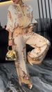 Women's 3D Printed Flower Pattern Fashion Set Zipper Drawstring Top & Pants European American Style Two-Piece Ensemble Spring/Autumn_ecoleips.com