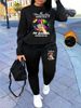Women's Autumn And Winter Hip-hop Casual Street Lip Print Letter Print Round Neck Sweatshirt+sports Pants Set-606_ecoleips.com