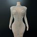Women's Clothing Elegant Beaded Rhinestone Gown Nude Mesh Floor Length For Photoshoots Annual Meetings Runway Shows Birthday Parties Evening Wear_ecoleips.com