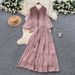 Women's Sweet Three Dimensional Floral Tie Up Lantern Sleeve Top And High Waisted Flared Skirt Two Piece Set Elegant Gentle Autumn Clothing_ecoleips.com