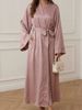 Modern Color-Block Open Front Cardigan Dress For Women - Solid Color Long Sleeve Casual Tunic Dress_ecoleips.com