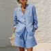 Women's Casual Linen Faux Cotton Suit Two Piece Set Loose Fit with Commuter Pockets_ecoleips.com