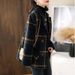 Plus-size Clothing, New European And American Winter Coat, Fashionable Korean Style, Slimming Retro Plaid Patchwork_ecoleips.com