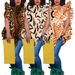 N8018 European And American Cross-border Women's Clothing . Plus-size Digital Print Round-neck Ruffled Loose Top_ecoleips.com