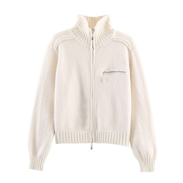 Women's Double-Zip Knit Cardigan Spring Fashion Lightweight Open Front Coat With Adjustable Fit_ecoleips.com
