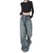 KEN STUDIO Autumn/Winter New Gradient Slightly Spicy Jeans American Retro Design Wide-Leg Flared Pants_ecoleips.com