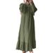 New 2025 Summer Women's Dress, Spring And Autumn Fashionable Skirt, Long Sleeve Solid Color Dress With Ruffled Hem,_ecoleips.com