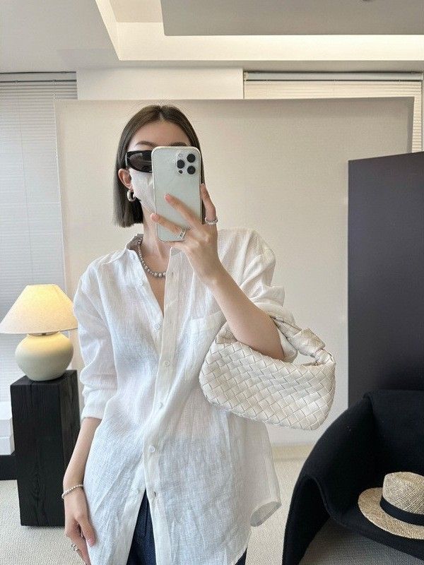 French White Long Sleeve Shirt For Women, Summer Thin Loose Old Money Style Cotton Linen Shirt, Sun Protection Outerwear_ecoleips.com