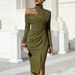 2026 European And American Cross-Border Spring New Product Solid Color Elegant Casual Off-Shoulder Slit Women's_ecoleips.com