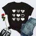 European And American Cross-border Foreign Trade Women's Clothing, Simple Heart-printed Round-neck Short-sleeve T-shirt_ecoleips.com