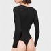 Fashion Women's Long Sleeved Bodysuit Cross Border European American Design Conscious Tight Fitting Hollowed out round Neck Twisted Collarbone_ecoleips.com