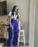Women's Clothing Contrasting Lines Splicing Hollow Design Casual Pants Hot Girl Fashionable Wear Loose Pants_ecoleips.com