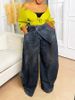 Women's Vintage Washed High-Waisted Reversible Waistband Jeans - Distressed Denim Pants (Blue, S-3XL)_ecoleips.com