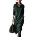 Women's Clothing Women's Suede Long Sleeve Midi Dress Casual Loose Fit With Pockets Solid Color Style Autumn Winter Wear_ecoleips.com