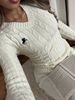 Women's Casual Fashion V-Neck Long-Sleeve Pullover Sweater Spring Cable-Knit Regular Thickness Polyester_ecoleips.com